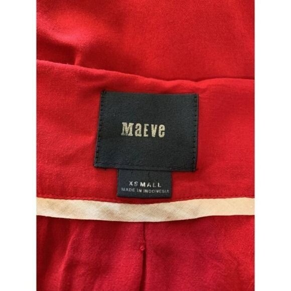 Anthropologie Maeve Top Size XSmall Red Tab Roll 3/4 Sleeve Hi Lo Hemline - Picture 7 of 9